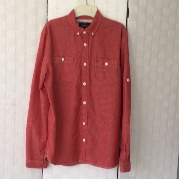 Buffalo Men's Red Button Down Long Sleeve Shirt Size L  washable   #547 - Picture 1 of 9